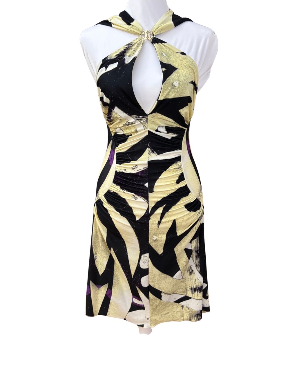 Roberto Cavalli SS2007 Abstract Print Halter Dress